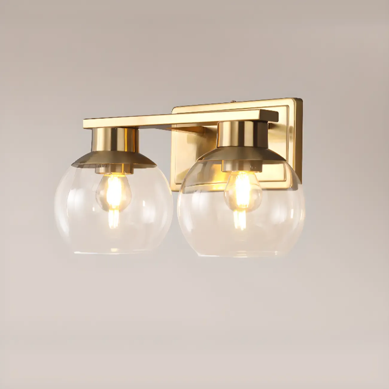 Classic Brass Vanity Lights with Transparent Ball Shade