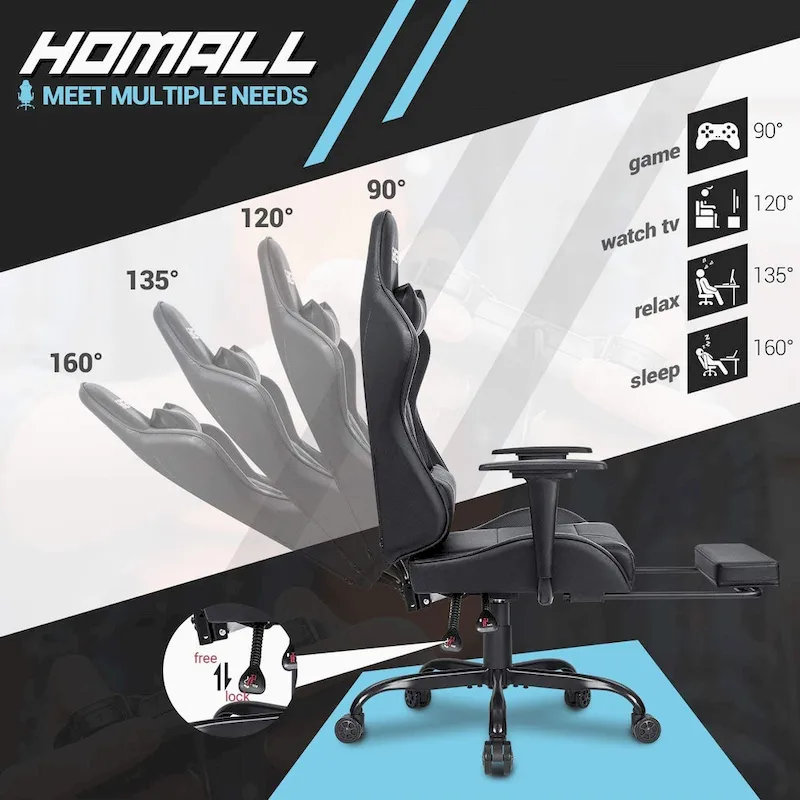 Gaming Chair with Footrest - Ergonomic Desk Chair