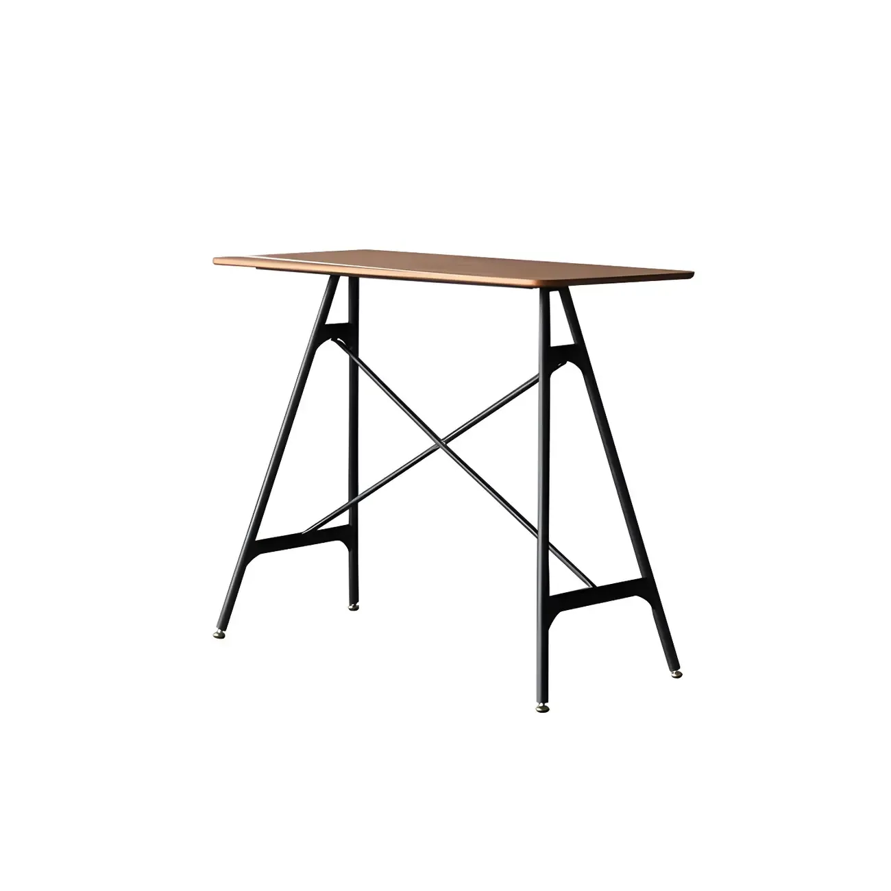 Industrial Lightweight Black Wood Wood-Tone Metal Bar Tables