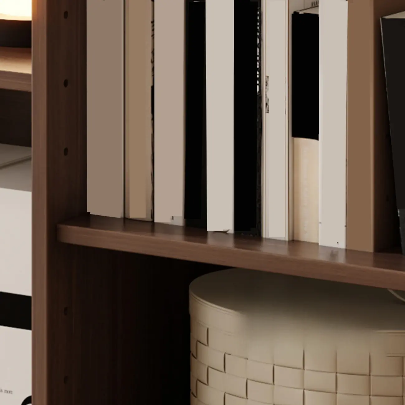 Wide 7-Shelf Modern Wooden Nut-Brown Open Bookcase