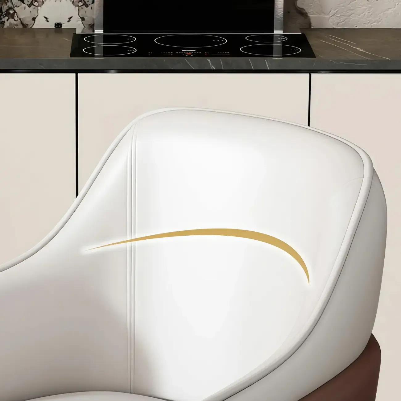 Modern Genuine Leather Sloped Arms Low Back Dining Chair