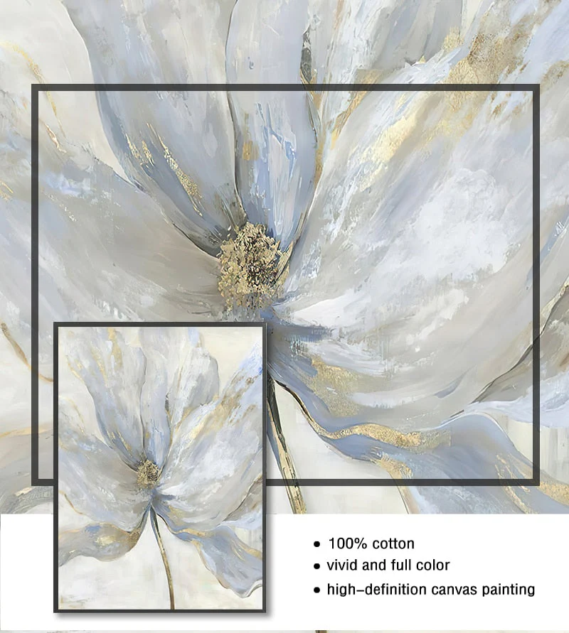HULIANFU Scandinavian Flower Canvas Art Abstract Painting Print Feather Decoration Picture for Living Room Nordic Home Decor Wall Poster - Deanwangkt