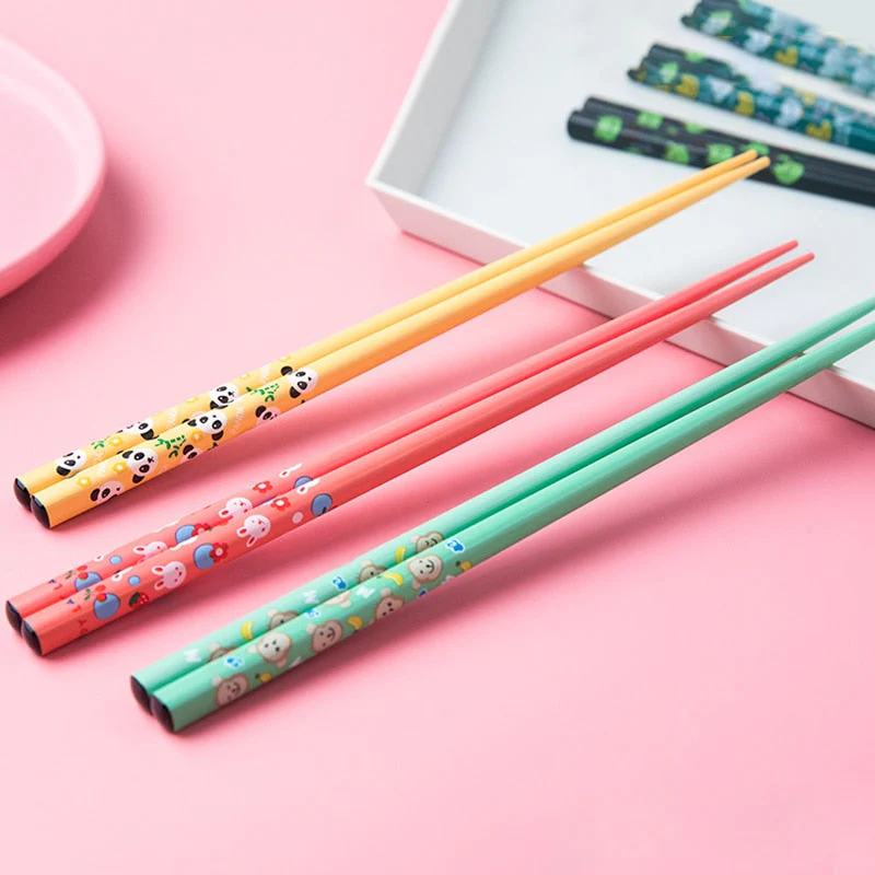HULIANFU Reusable 5 Pair Set Handmade Bamboo Japanese Natural Wood Chopsticks Sushi Food Cat Flower Multi color Wooden Chop sticks - Deanwangkt