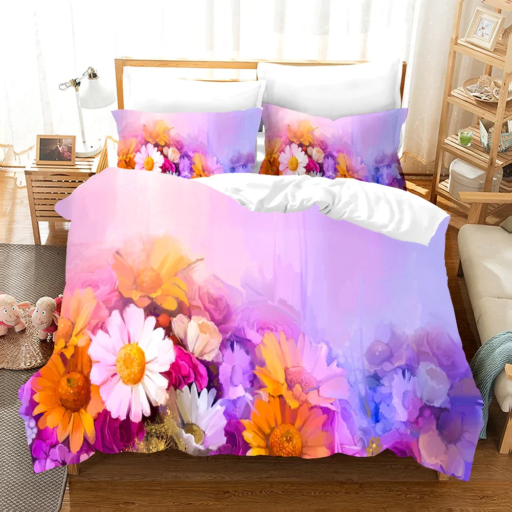 HULIANFU Oil Painting Flowers Digital Printing Bedding Sets Children Adult Bedclothes Quilt Art Duvet Cover Set Single King Queen Size - Deanwangkt