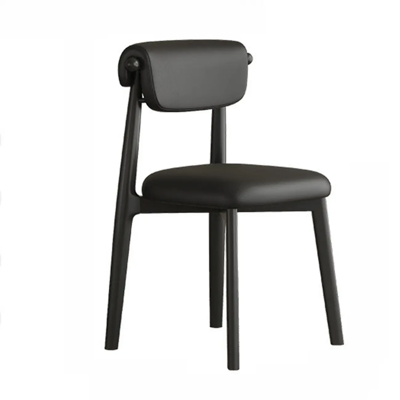 Elegant Low Back Upholstered Faux Leather Dining Chair