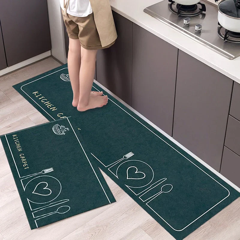 HULIANFU New Hot Sale Kitchen Floor Mat Tableware Pattern Entrance Doormat Bathroom Door Floormat Parlor Anti-slip Antifouling Long Rugs - Deanwangkt