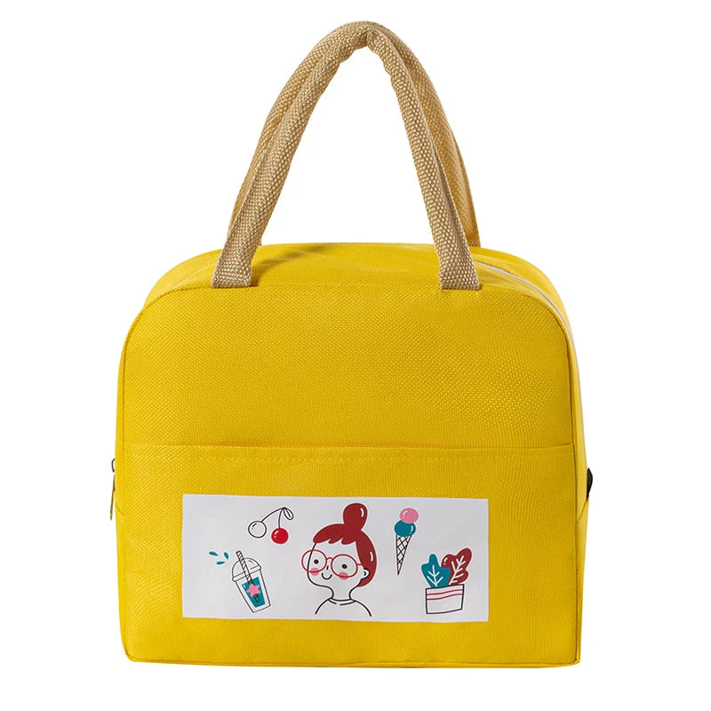 HULIANFU Portable Lunch Bag Lunch Box Thermal Insulated Canvas Tote Pouch Kids School Bento Portable Dinner Container Picnic Food Storage - Deanwangkt