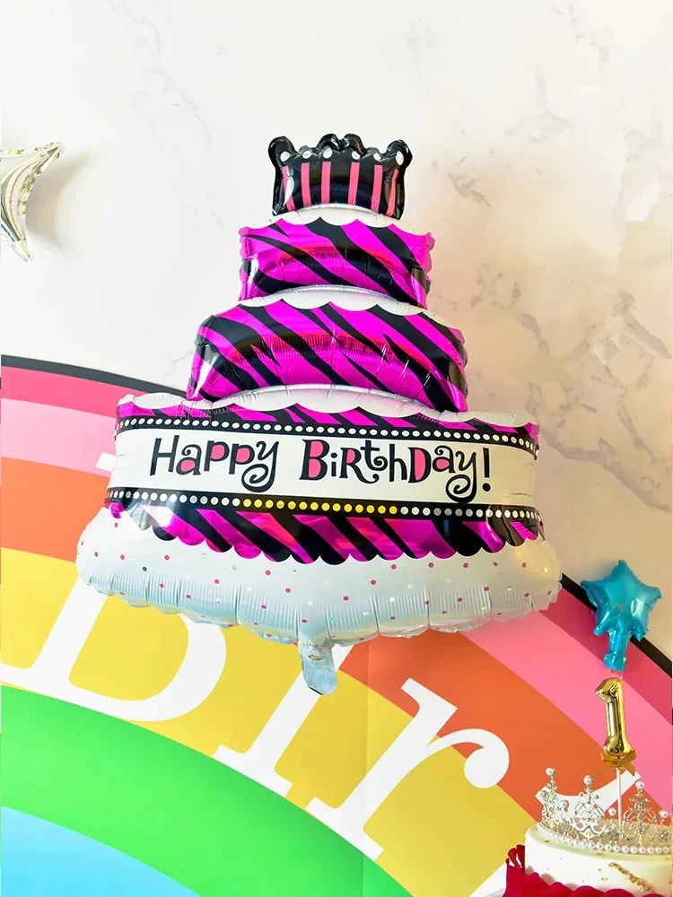 HULIANFU New large cake gift box donut popcorn shape aluminum film balloon wedding celebration birthday party scene decoration - Deanwangkt