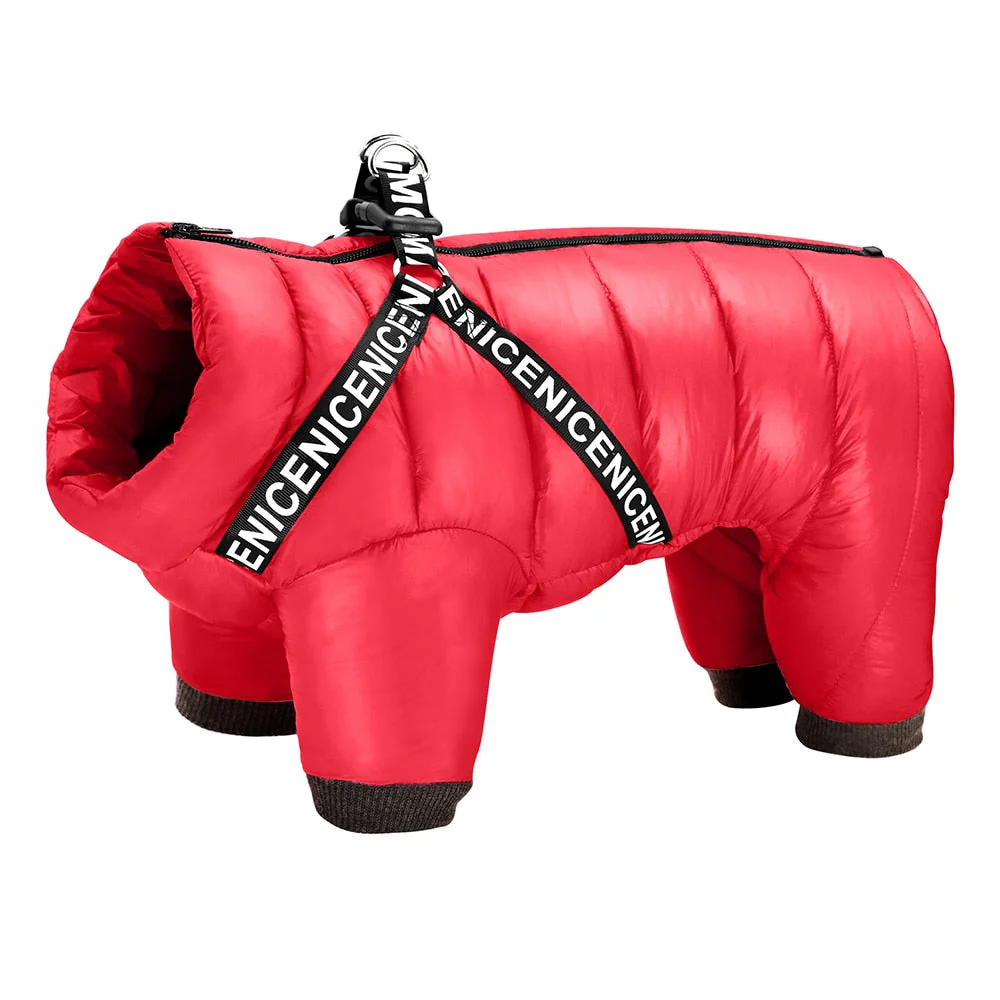 HULIANFU Winter Dog Clothes Super Warm Pet Dog Jacket Coat With Harness Waterproof Puppy Clothing Hoodies For Small Medium Dogs Outfit - Deanwangkt