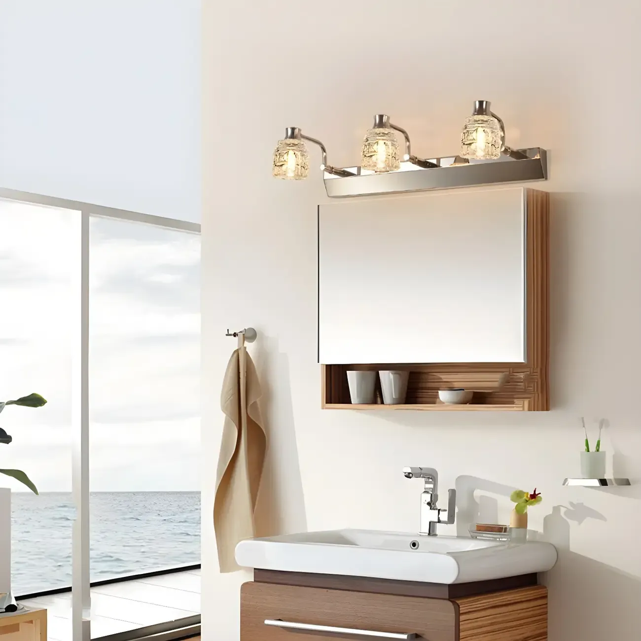 Modern Chrome Crystal Bathroom Vanity Light