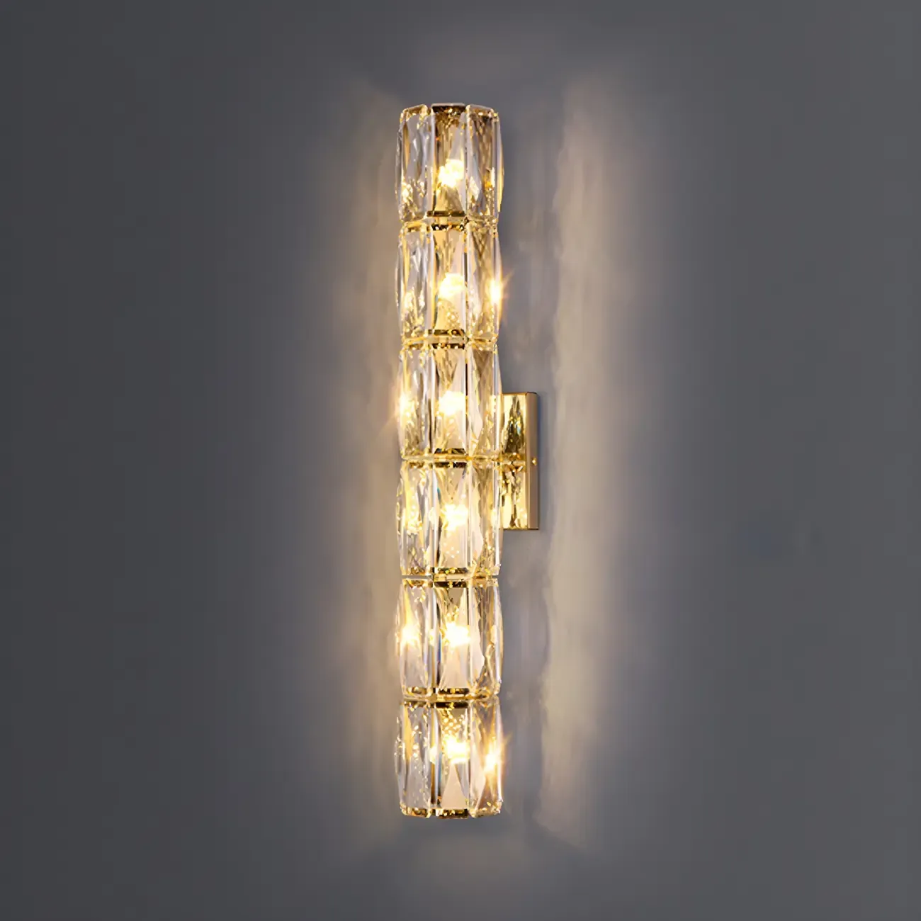Luxury Geometric Crystal Gold Vanity Light