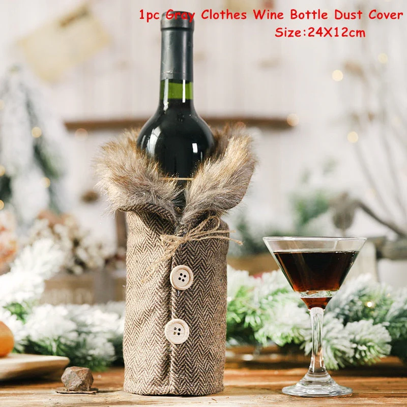 HULIANFU   Xmas Wine Bottle Dust Cover Noel Navidad Christmas Decoration for Home Dinner Decor Christmas Gift Tree Ornament New Year 2026 - Deanwangkt