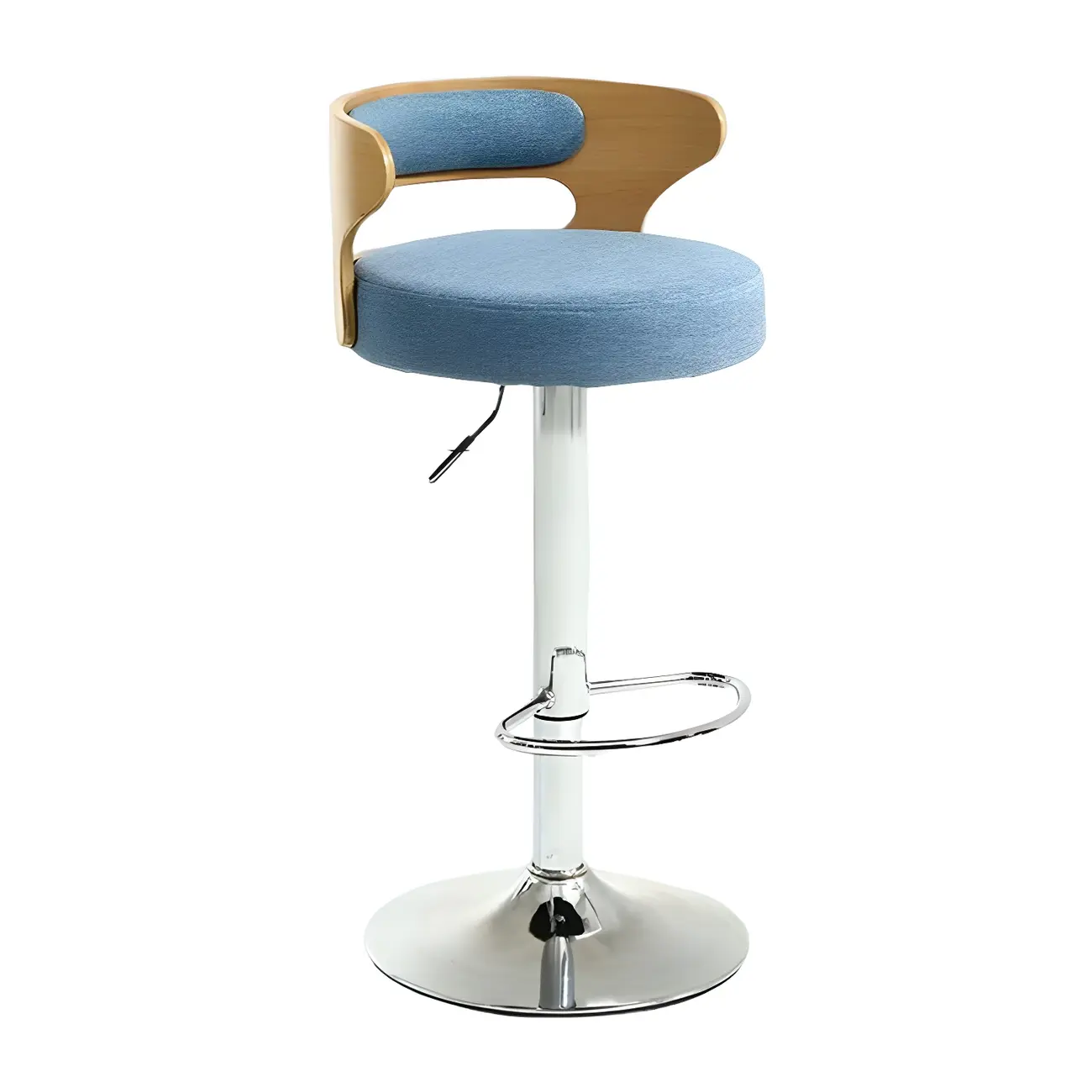 Adjustable Round Leather Swivel Bar Stools with Back