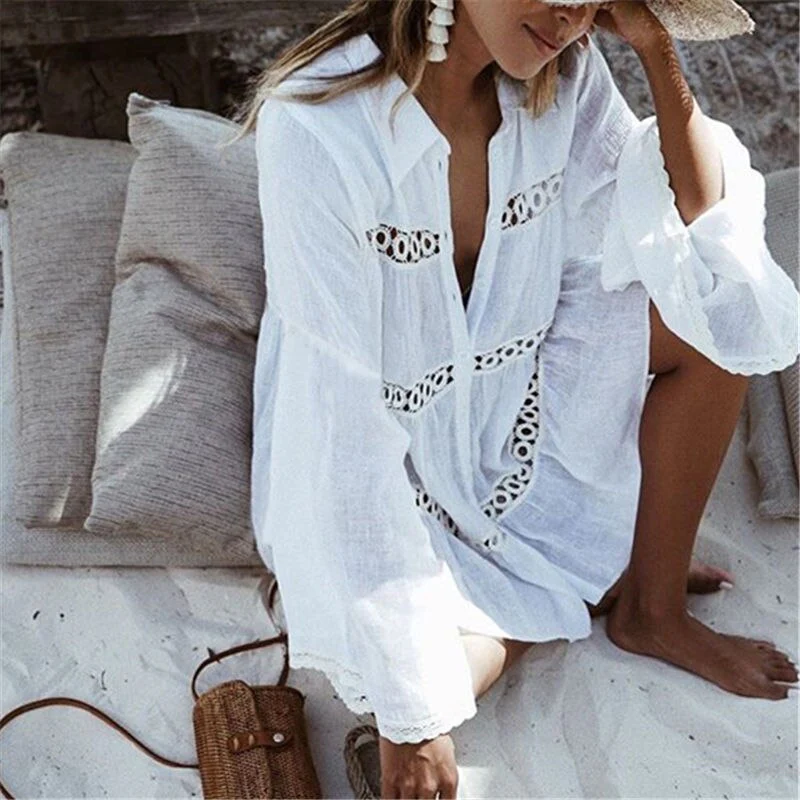 Sexy Cover Up Bikini Women Swimsuit Cover-up Beach Bathing Suit Beach Wear Knitting Swimwear Mesh Beach Dress Tunic Robe - Deanwangkt