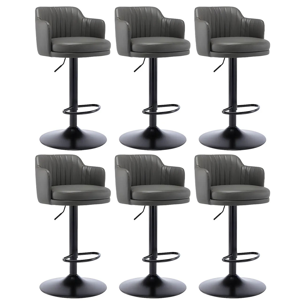 Modern Leather Armrests Swivel Adjustable Bar Stool