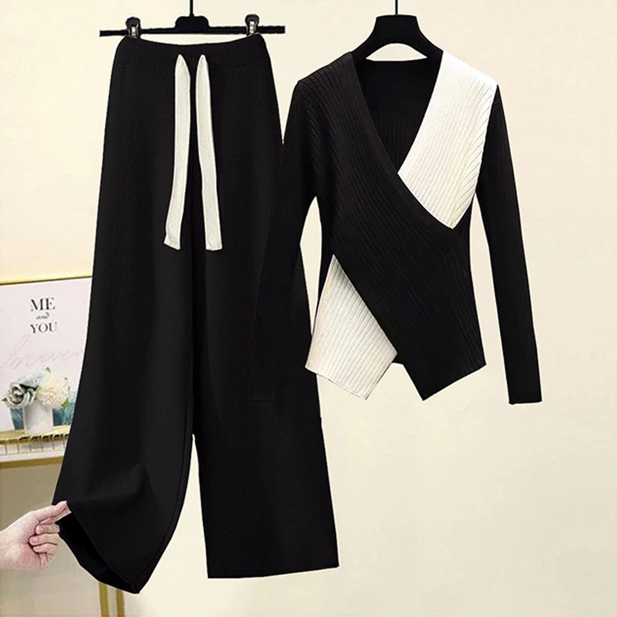 Cozy Color Block Long Sleeve Two Piece Set