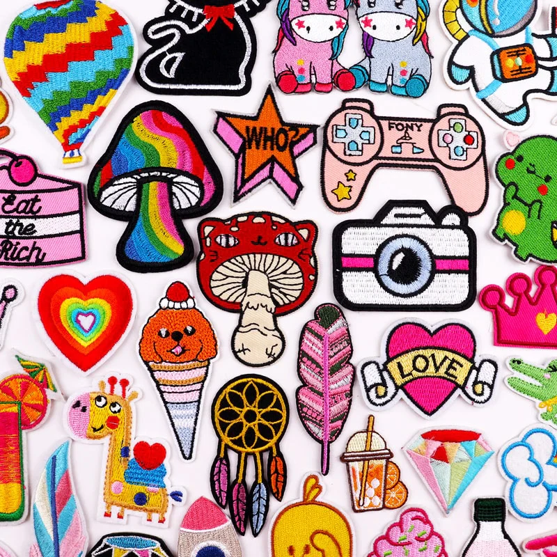 HULIANFU Mushroom Applique Embroidered Patches On Kids Clothes DIY Iron On Patches Cartoon Patches For Clothing Stickers Animal Badges - Deanwangkt
