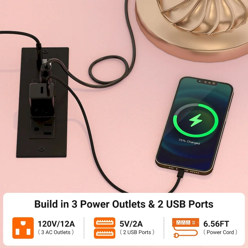 Rollway Dresser with Charge Station and LED Light,Chest With Drawers for Kids Room