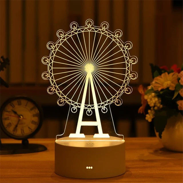 HULIANFU Romantic Love 3D Lamp Heart-shaped Balloon Acrylic LED Night Light Decorative Table Lamp Valentine Day Sweetheart Wife Gift - Deanwangkt