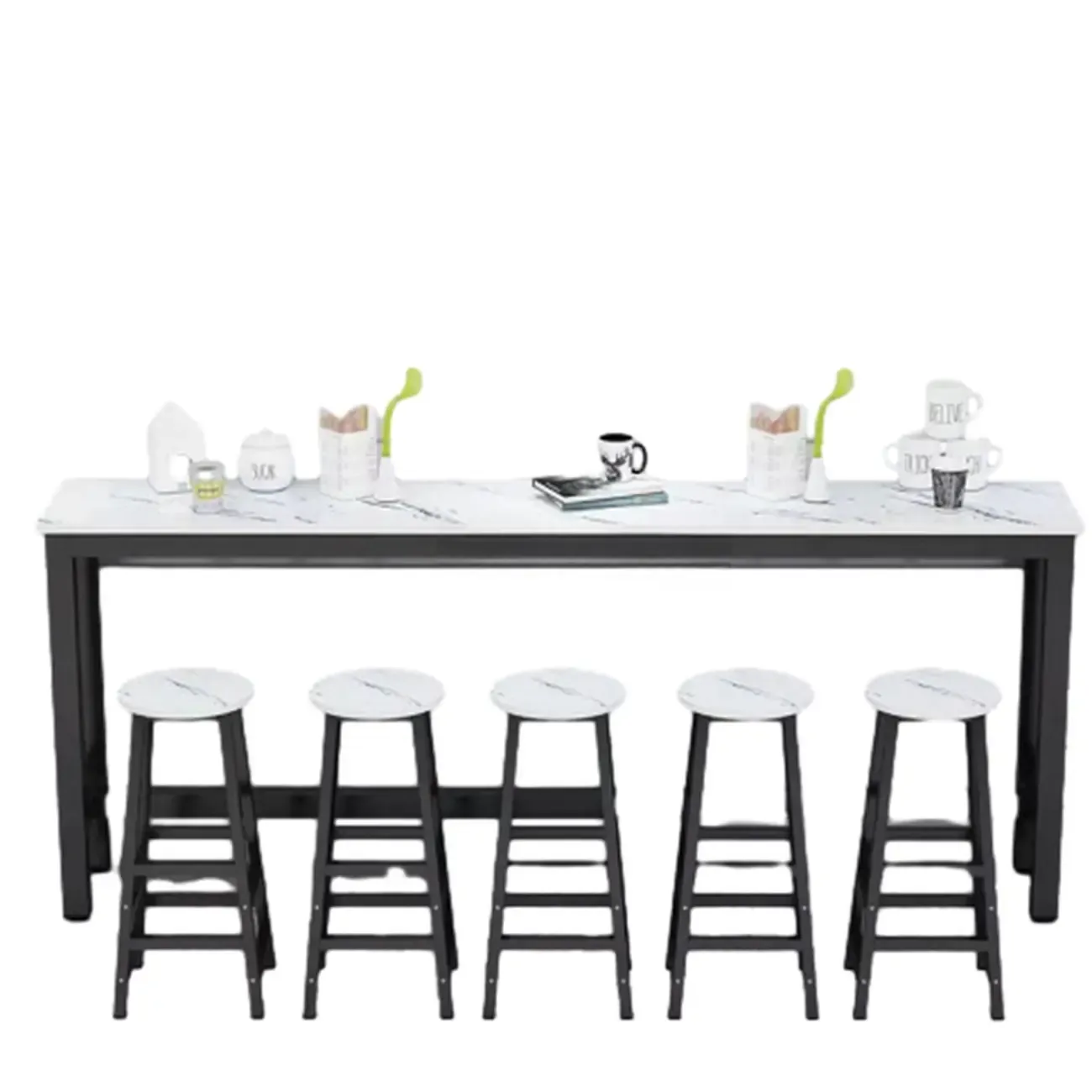 Modern White Metal Fixed Top Design Bar Tables