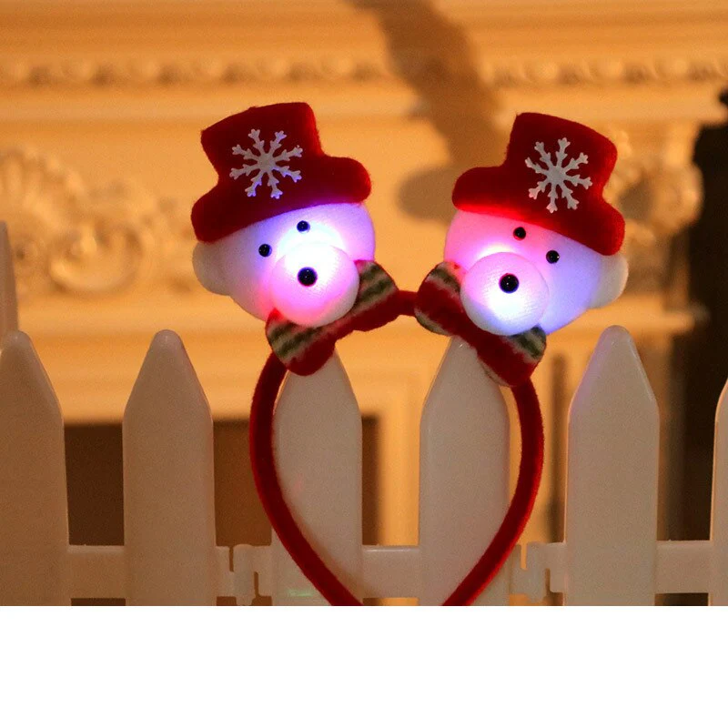HULIANFU 2026  Christmas Headband LED Christmas Decorations Gift Hairpin Antlers Headband New Year Decorations Santa Headband Christmas Decor - Deanwangkt
