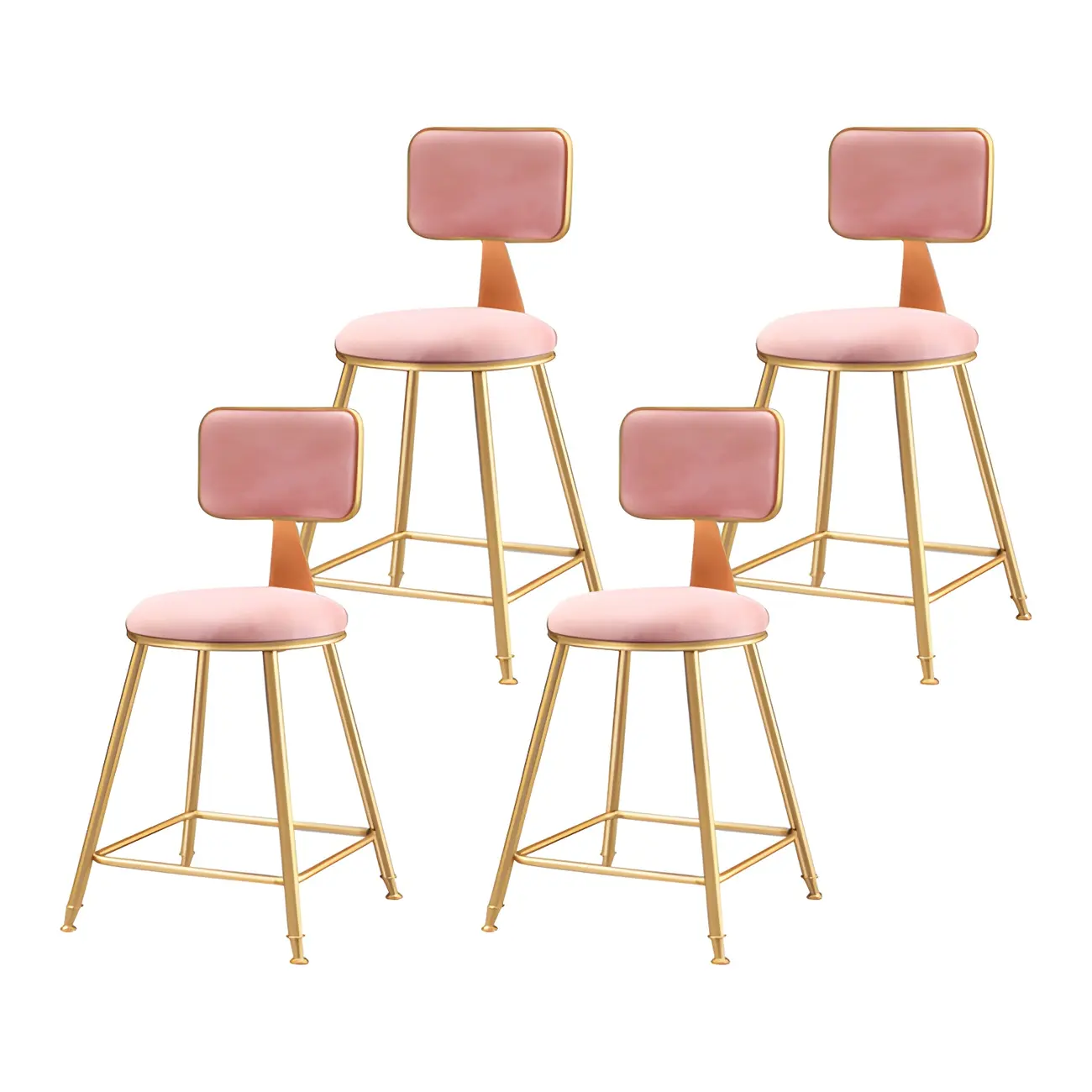 Round Velvet Upholstered Counter Bar Stools