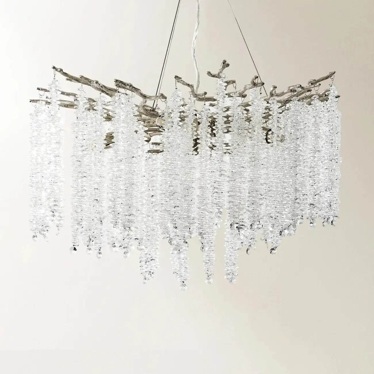 Modern 6-Light Branch Style Crystal Beaded Chandelier