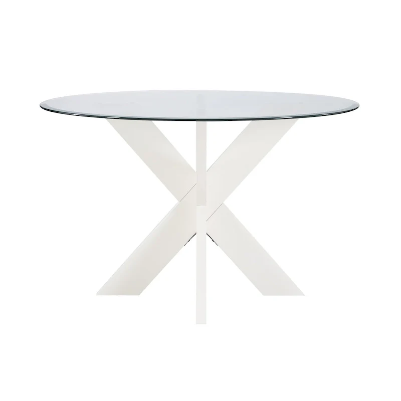 Allard X-base Round Glass Dining Table (Table Only)