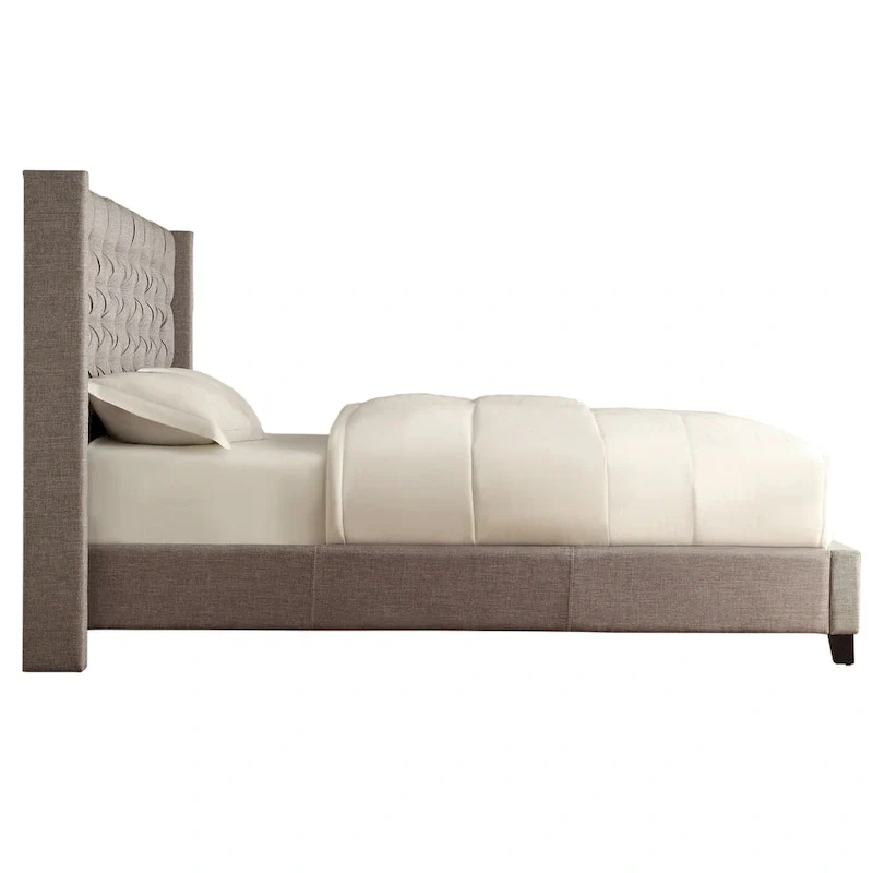 Naples Wingback Button Tufted Upholstered King Bed by iNSPIRE Q Artisan