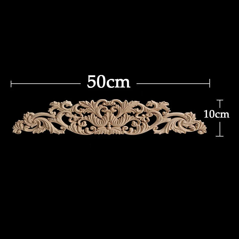 HULIANFU Long Rose Flower Exquisite Carving Natural Wood Appliques Furniture Wooden Mouldings Wmqe Vintage Unpainted Decoration Decal - Deanwangkt