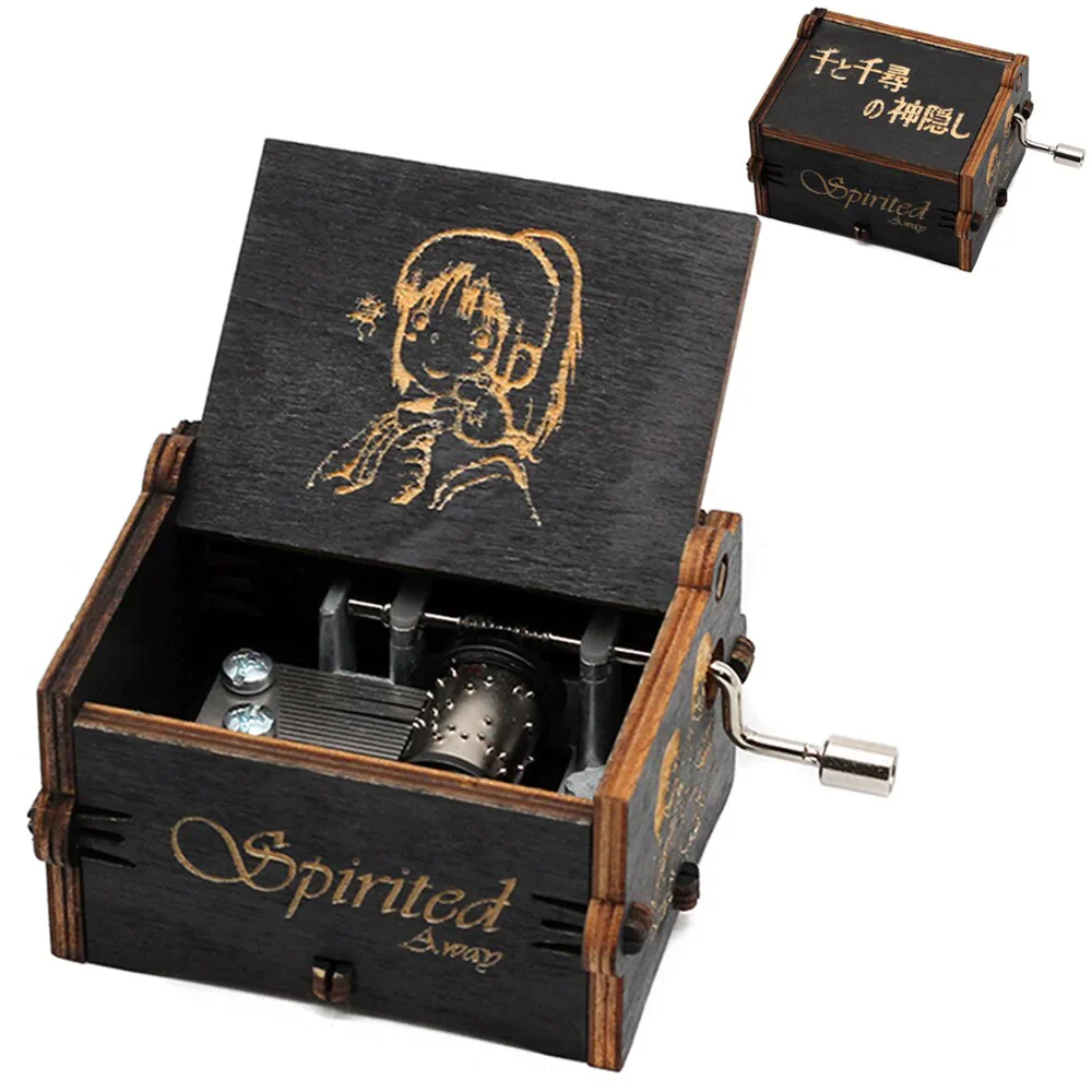 HULIANFU New Attack On Titan Queen Music Box Antique Carved Wooden Hand Cranks Power Game Crossing Rainbow Christmas Birthday Gifts - Deanwangkt