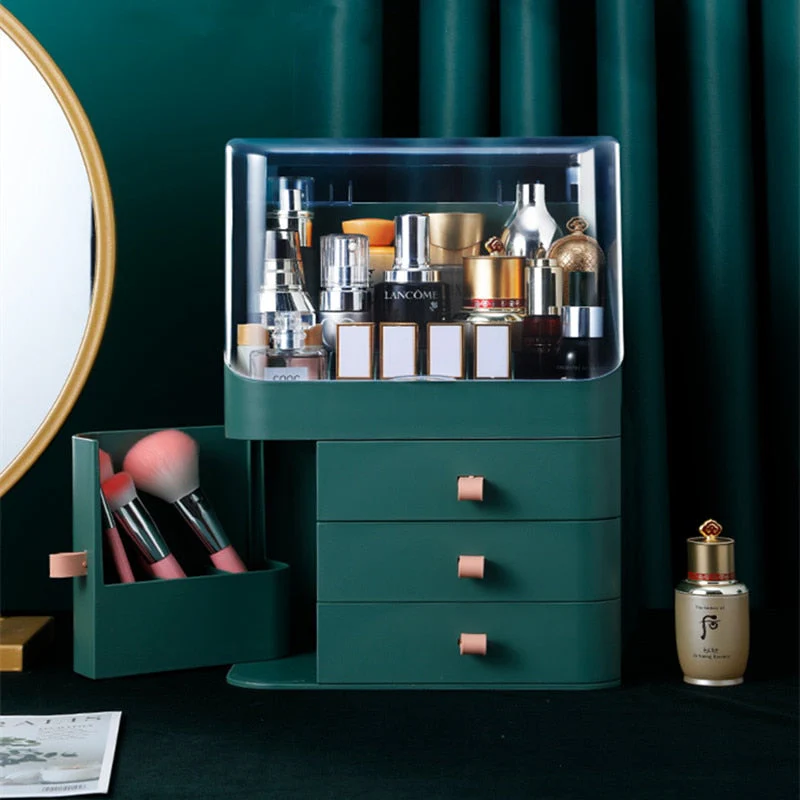 HULIANFU Large Capacity Makeup Organizer Cosmetic Storage Box Drawer Type Desktop Finishing Rack Dustproof Lipstick Beauty Mask Case - Deanwangkt