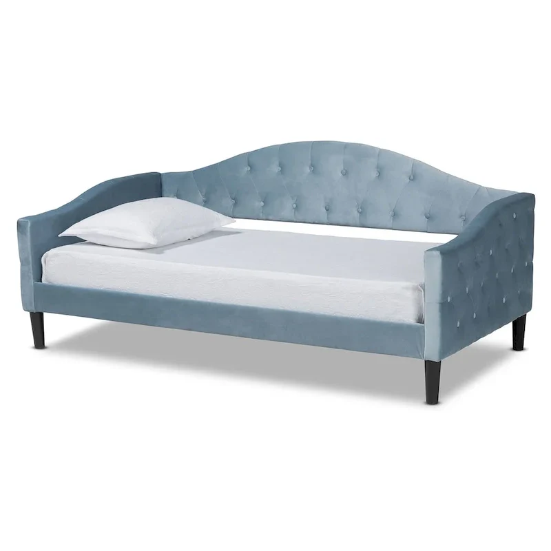 Modern&Contemporary Light Blue Velvet Upholstered Wood Daybed