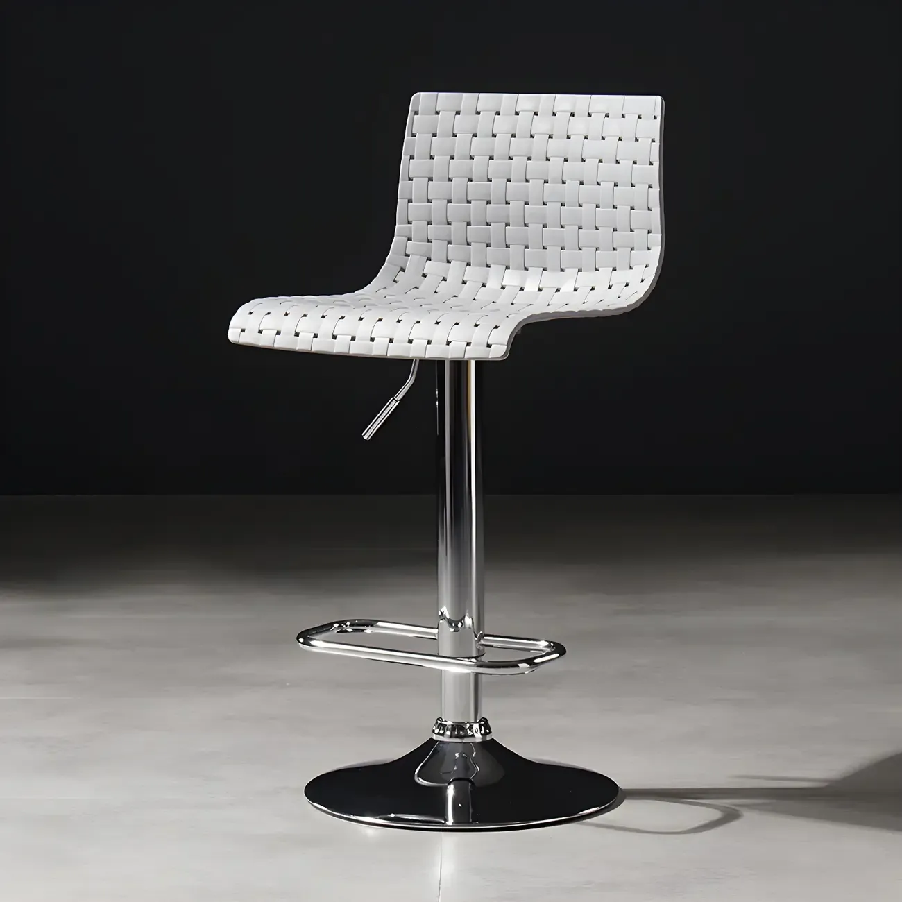 Modern Square Seat Plastic Rattan Adjustable Swivel Bar Stools