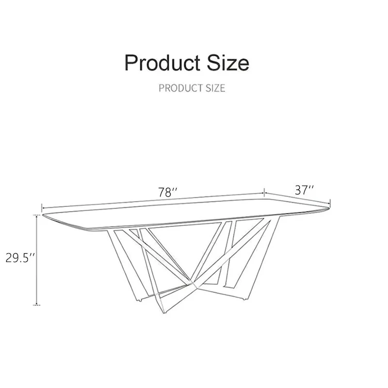 Modern Stylish Dining Table Rectangle White Sintered Stone Top
