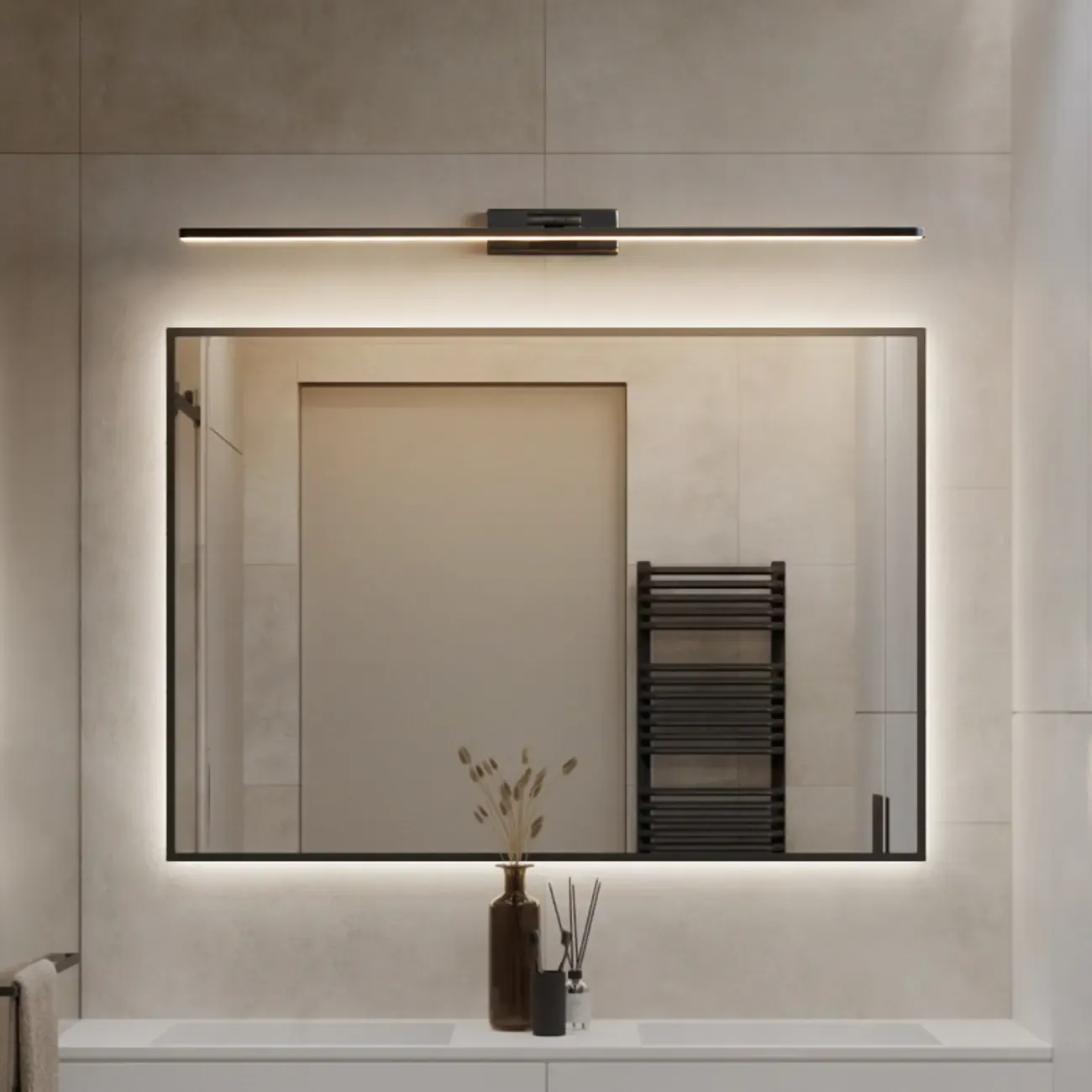 Minimalist Linear Metal Vanity Light 3-Gear Dimming for Bathroom