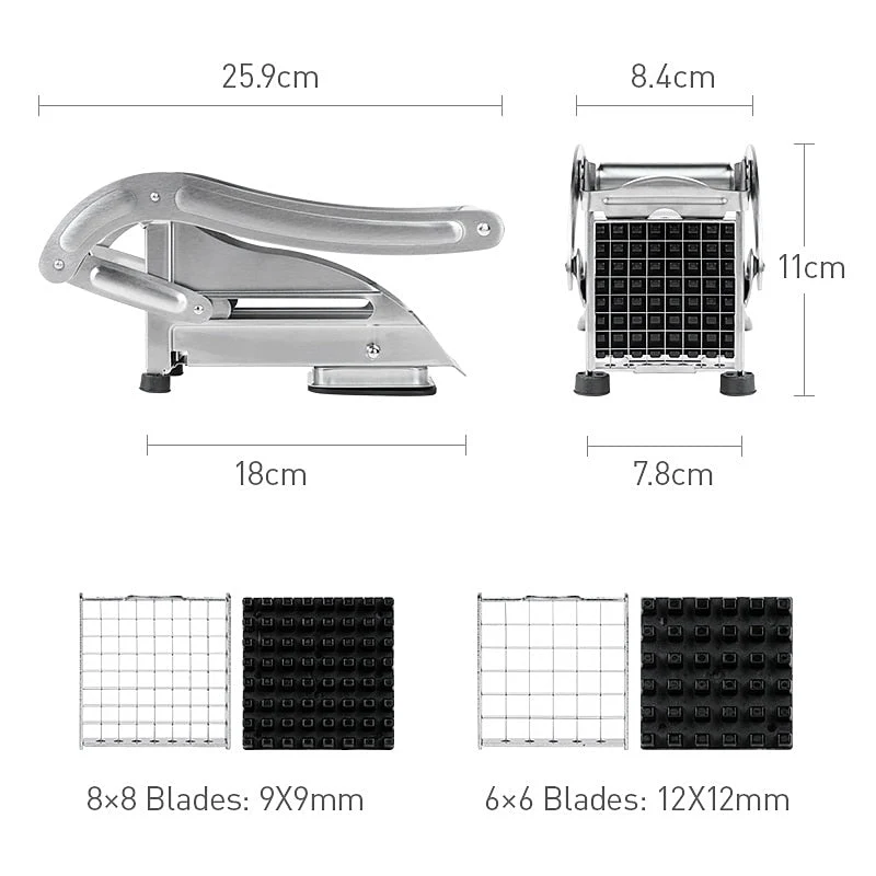 HULIANFU Stainless Steel French Fries Cutters Potato Chips Strip Cutting Machine Maker Slicer Chopper Dicer Home Kitchen Gadgets - Deanwangkt