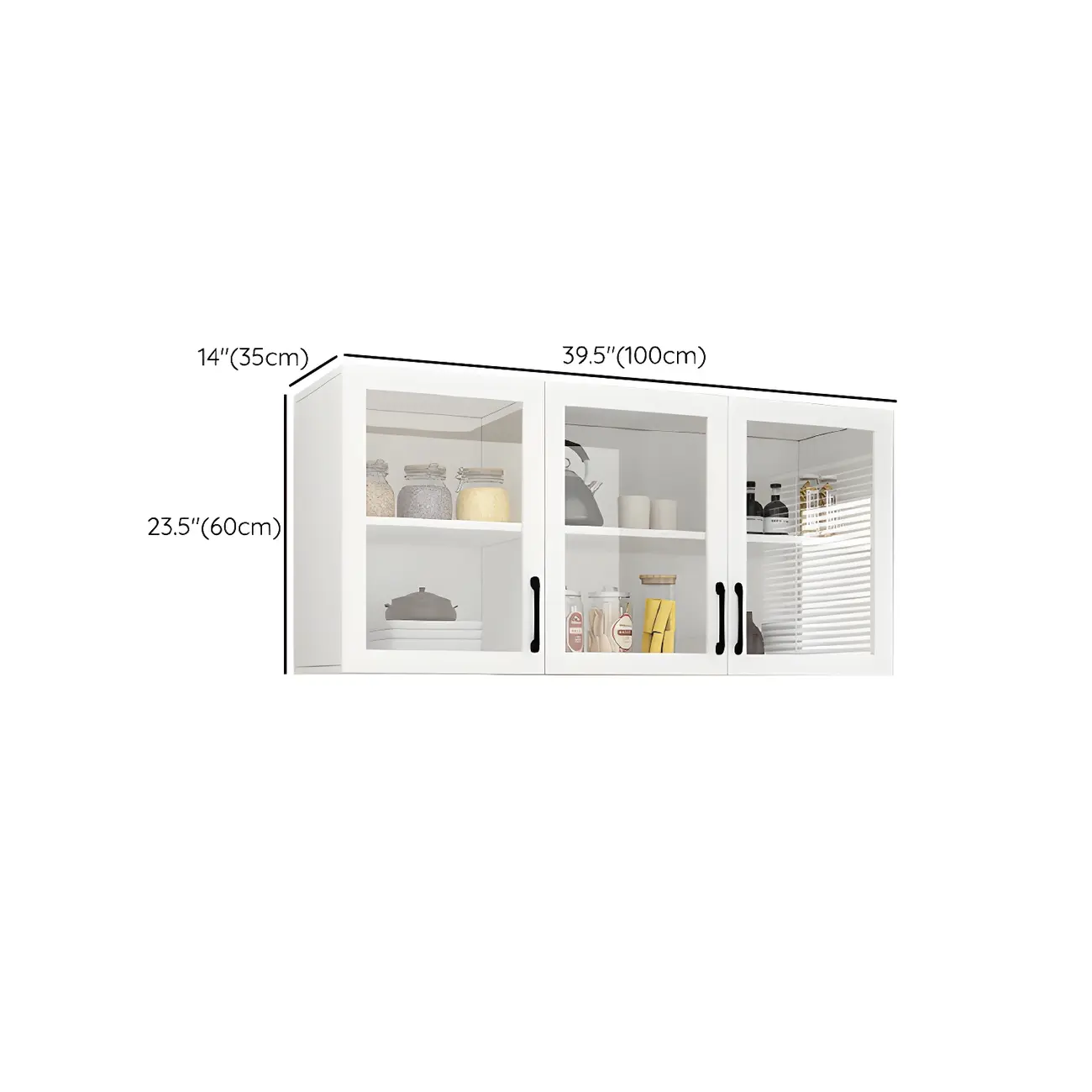 White Rectangular Wall-Mounted Wood China Cabinet