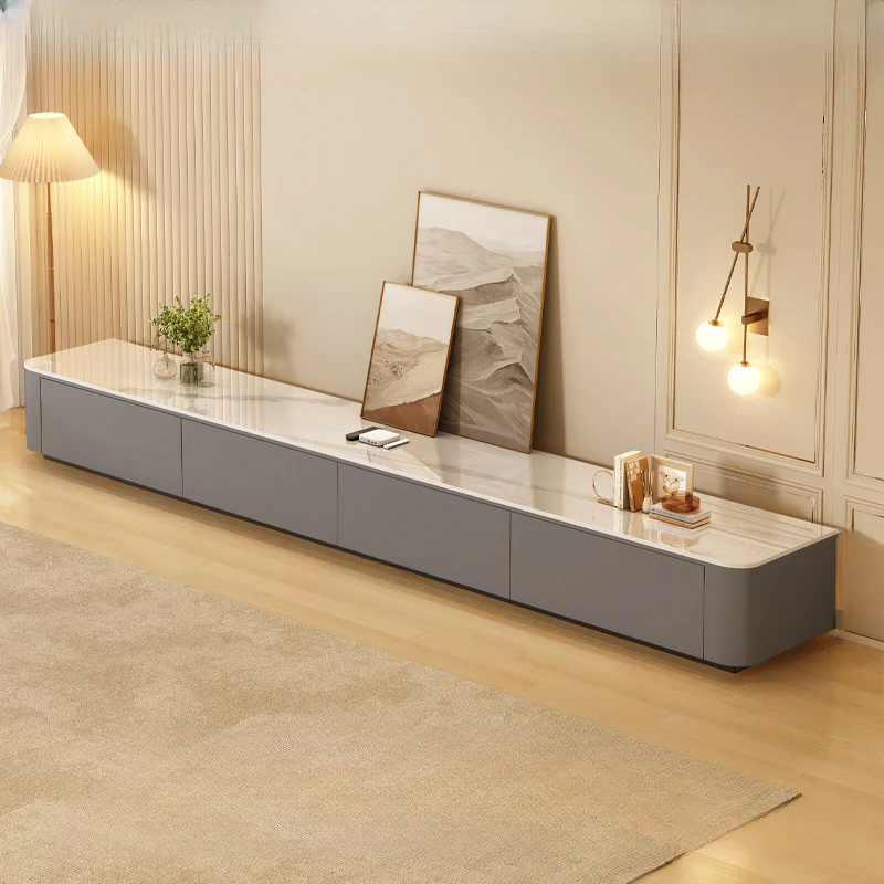 Modern Wooden TV Stand with Drawers and Cable Management