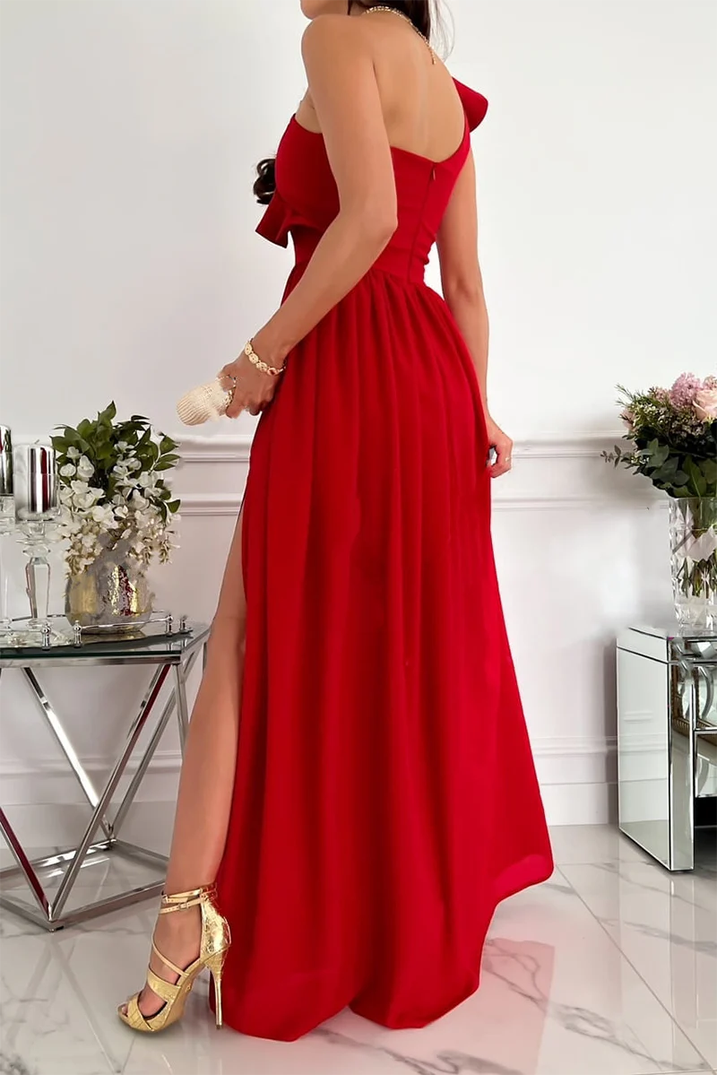 hulianfu Casual Solid Flounce One Shoulder Cake Skirt Dresses(6 colors) - Deanwangkt