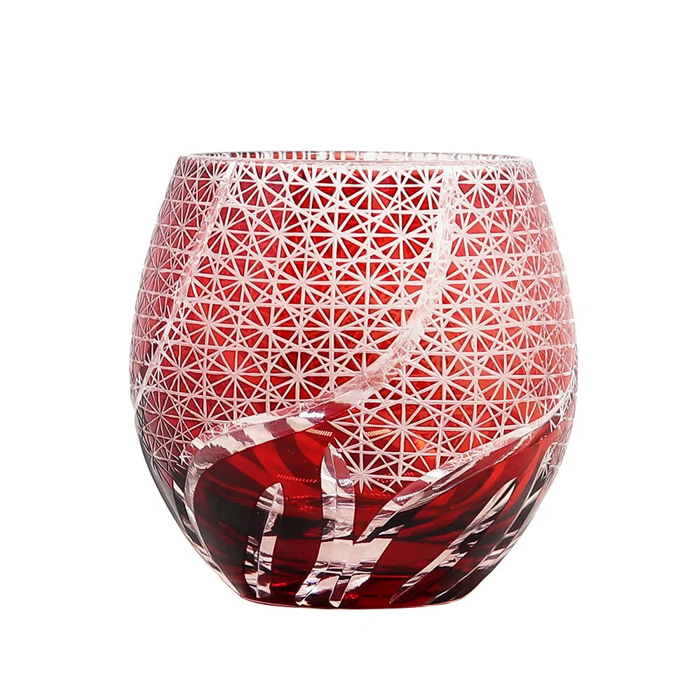 HULIANFU Japanese Edo Kiriko Handmade Wine Glassware Satsuma Kiriko Whisky Glass Sake Cup 8oz Water Cup In Gift Box - Deanwangkt