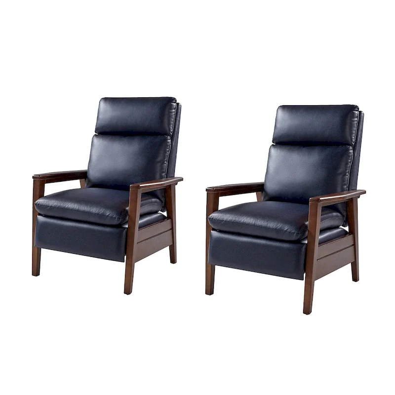 Patrick Mid-century Vegan Leather Solid Wood Recliner Set of 2 by HULALA HOME
