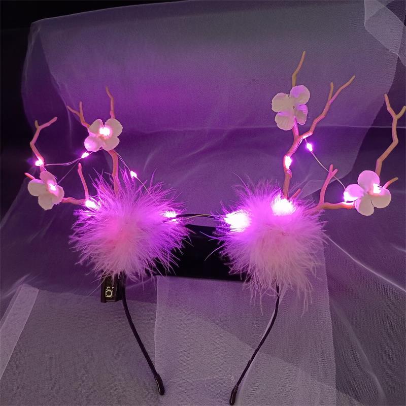 HULIANFU 2026  Luminous Elk Antler Headband Christmas Concert Forest Branch Deer Ear Headgear Hair Accessories Scenic Stage Show Photo Props - Deanwangkt