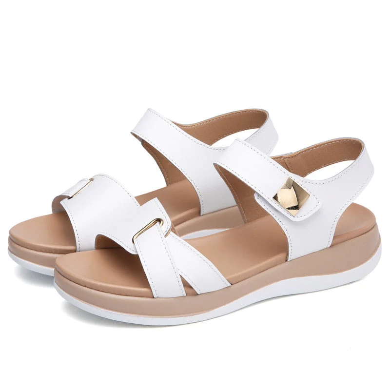 hulianfu New Women's Casual Sandals Platform Open Toe Soft-soled Beach Shoes Fashion Solid Color Outdoor Flat Sandals Sabdalia Feminina - Deanwangkt