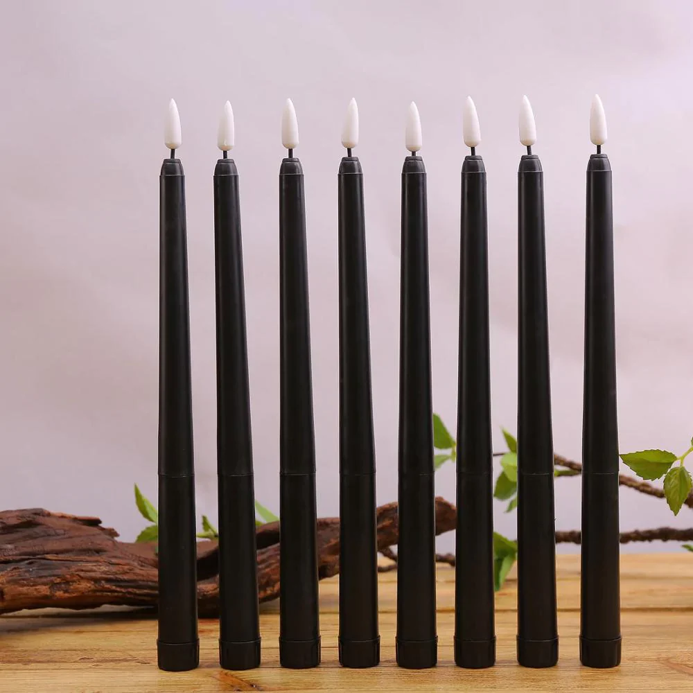 HULIANFU Pack of 6 Black/White LED Birthday Candles,Yellow/Warm White Plastic Flameless Flickering Battery Operated LED Halloween Candles - Deanwangkt