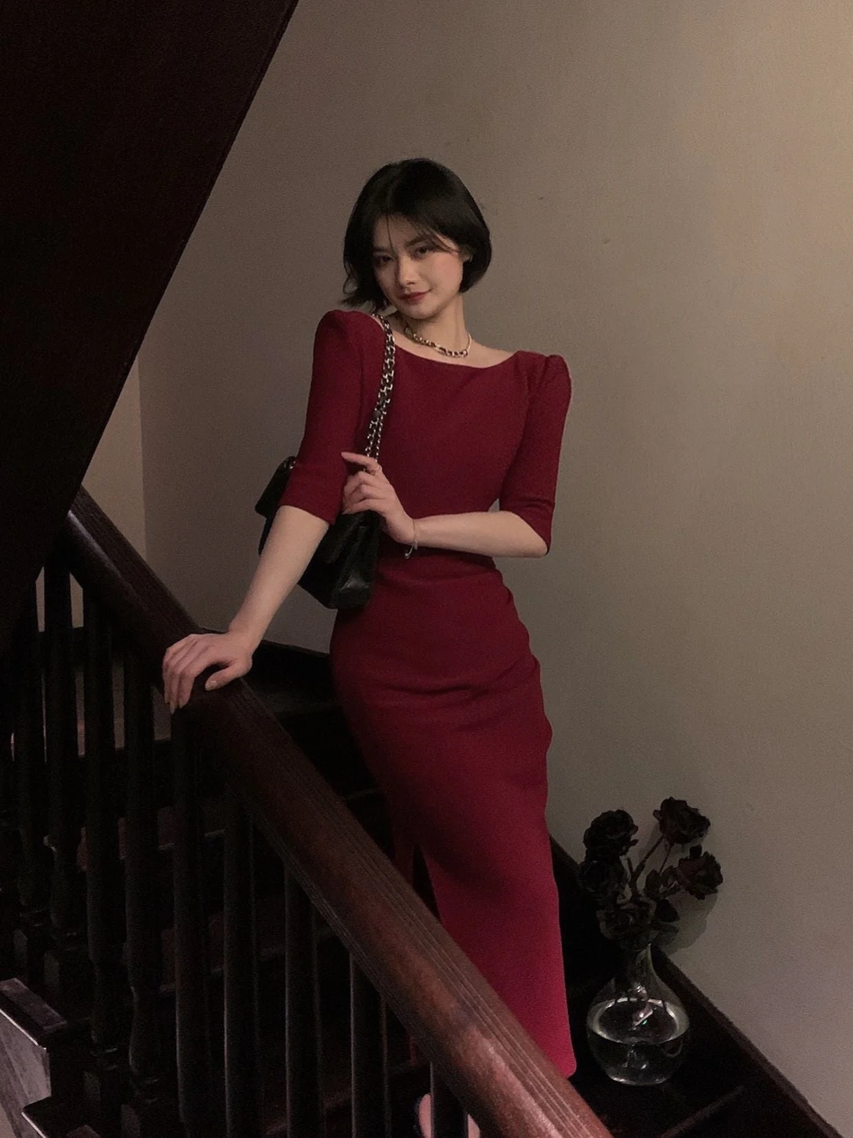 Simple Dress For Women Elegant Midi Bodycon Dress Office Ladies Solid Clothing Femme Fashion Summer Vestidos Dresses - Deanwangkt