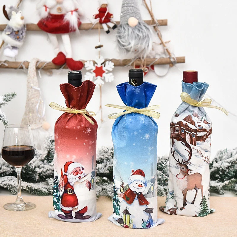HULIANFU   Xmas Wine Bottle Dust Cover Noel Navidad Christmas Decoration for Home Dinner Decor Christmas Gift Tree Ornament New Year 2026 - Deanwangkt