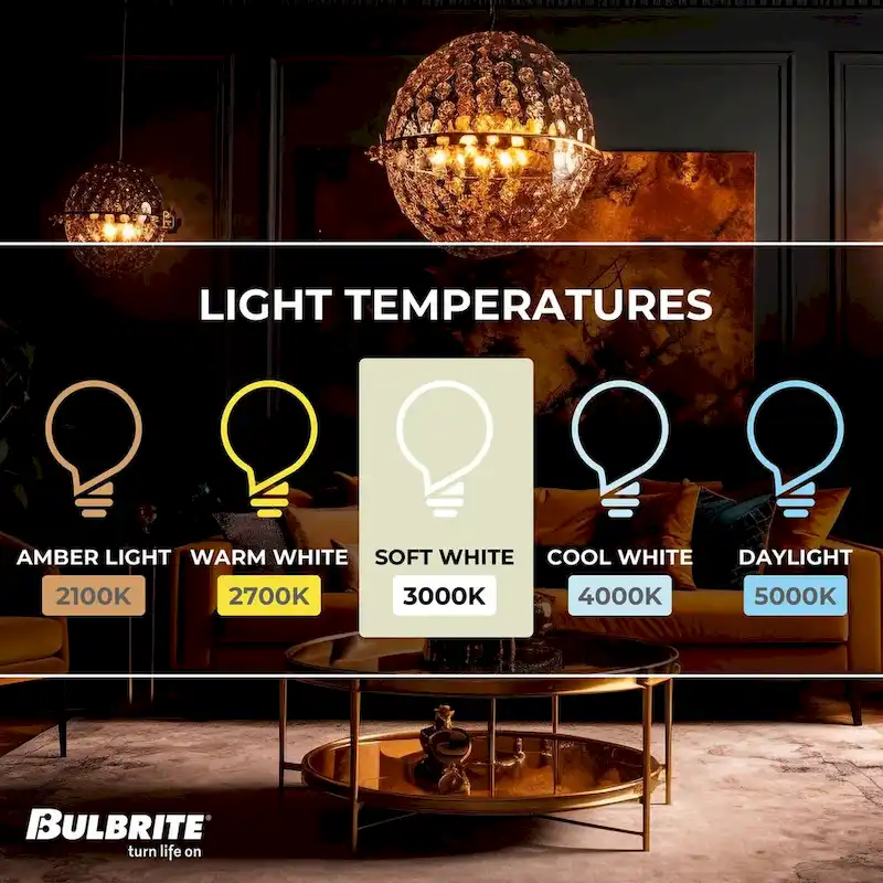 Bulbrite Pack of (4) 5 Watt Dimmable Clear Filament T14 Medium (E26) LED Bulb - 450 Lumens, 3000K, and 90 CRI - 5 Watt
