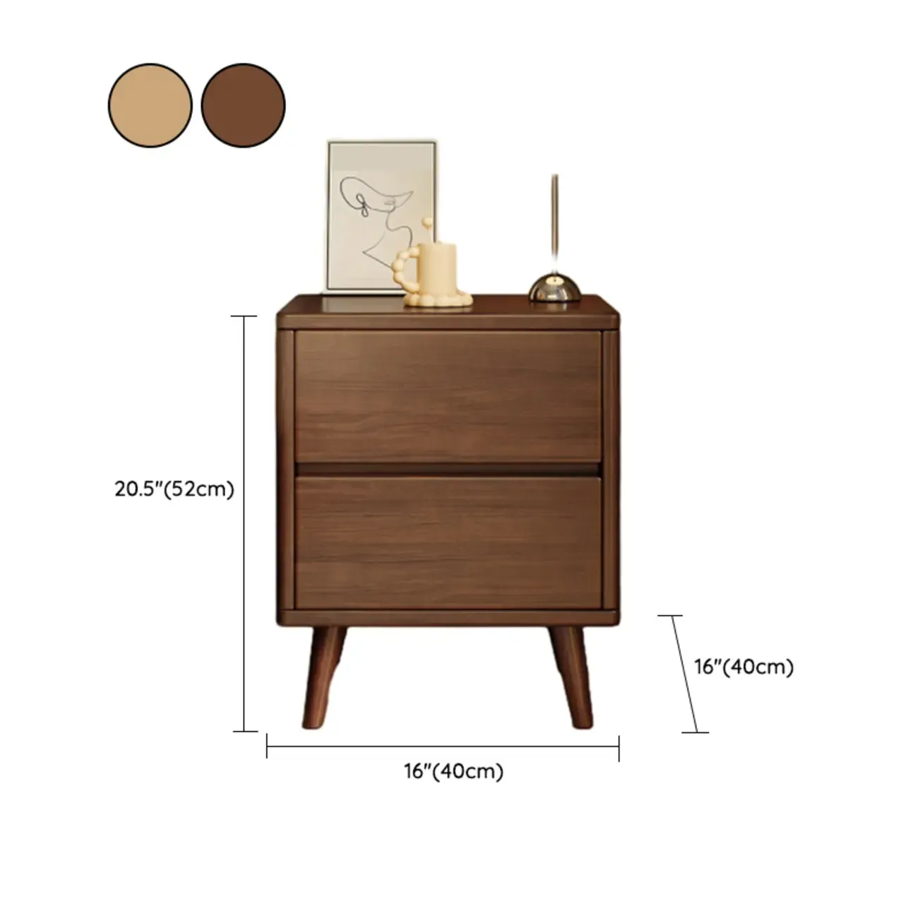 Natural Finish Wood Nightstand with Drawers