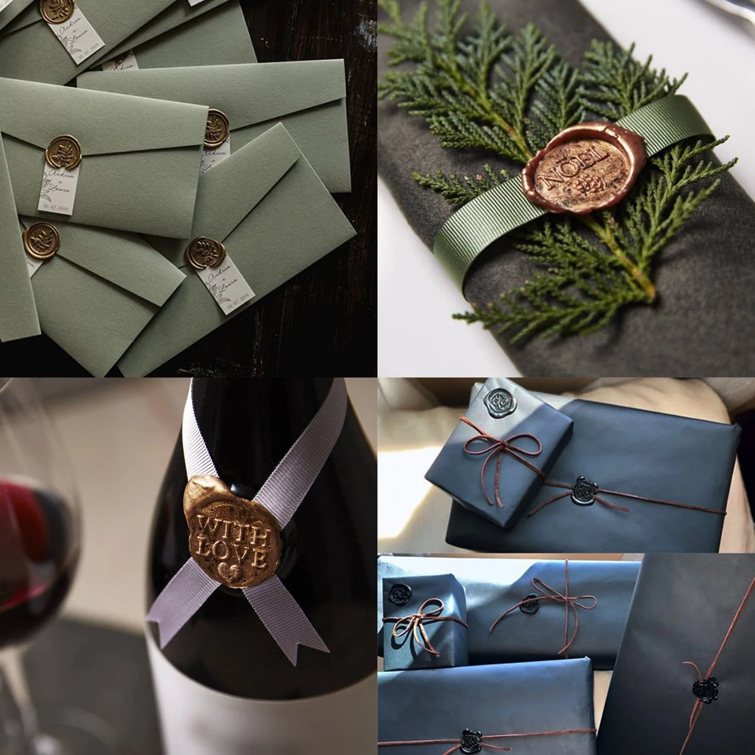 HULIANFU Sealing Wax Seal Stamp Wax Beads 100pcs for lovers craft happy new year gift Wedding invitation envelop gold stamper colorful - Deanwangkt